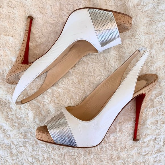 Christian Louboutin Shoes - Christian Louboutin White and Silver Pumps
